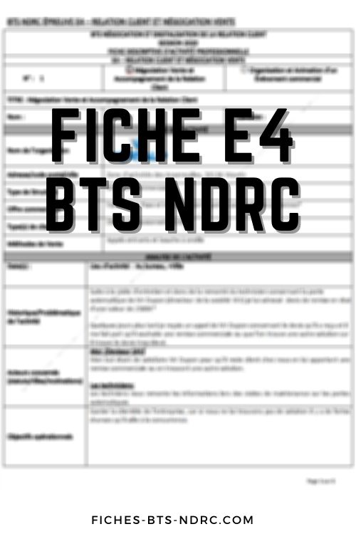 FICHE E4 BTS NDRC